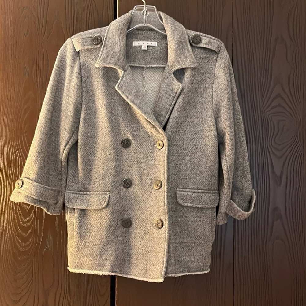 Cabi 3/4 sleeved gray blazer. Double breasted. Size Medium.